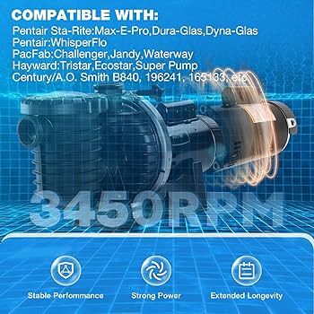 Amazon.com: B2840 2.5HP Pool Pump Motor 56Y Frame 3450RPM